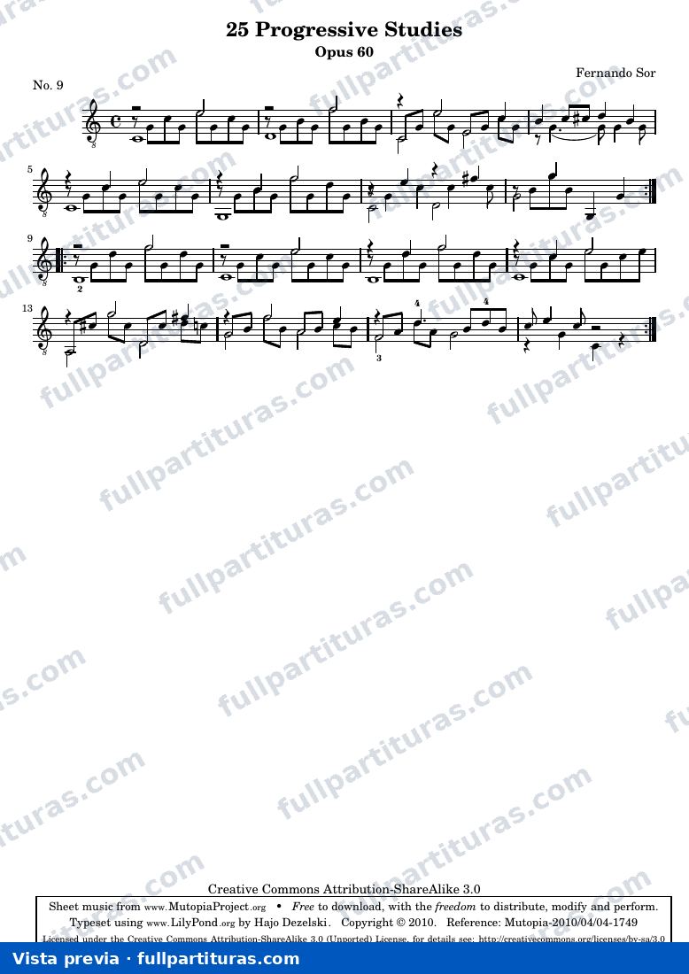Fernando Sor - 25 Estudios Progresivos, Nº 9 — preview
