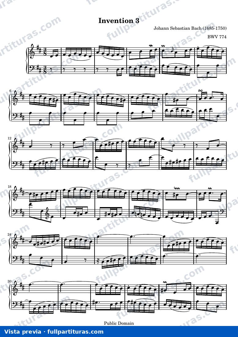 Johann Sebastian Bach - Inventio 3 in D Major, BWV 774 — preview