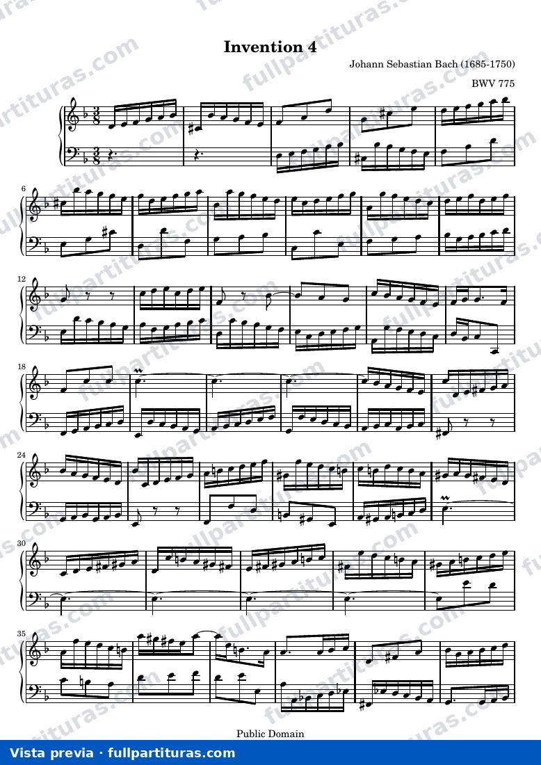 Johann Sebastian Bach - Invention 4 — Vorschau