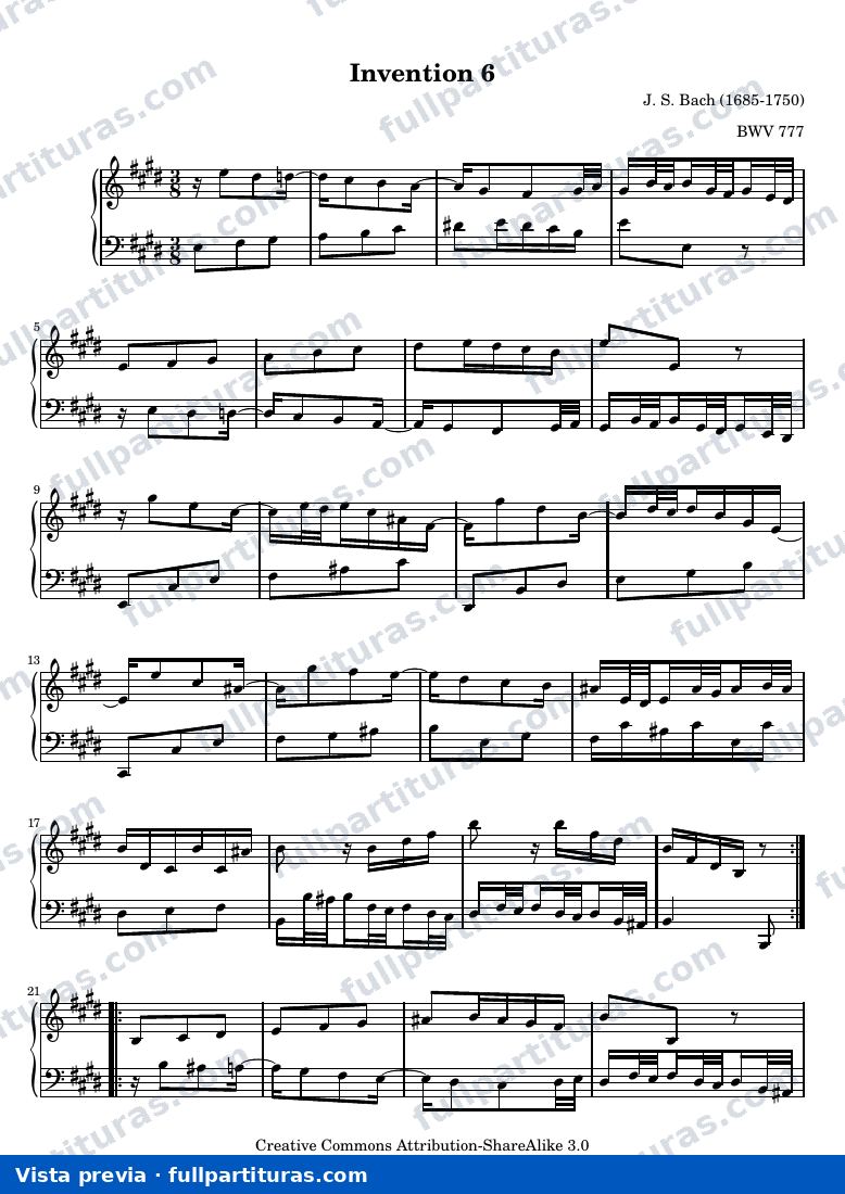 Johann Sebastian Bach - Invention 6 — Vorschau