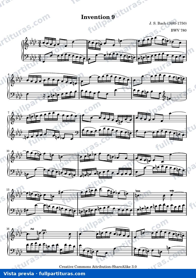 Johann Sebastian Bach - Invention 9 in F Minor, BWV 780 — Vorschau