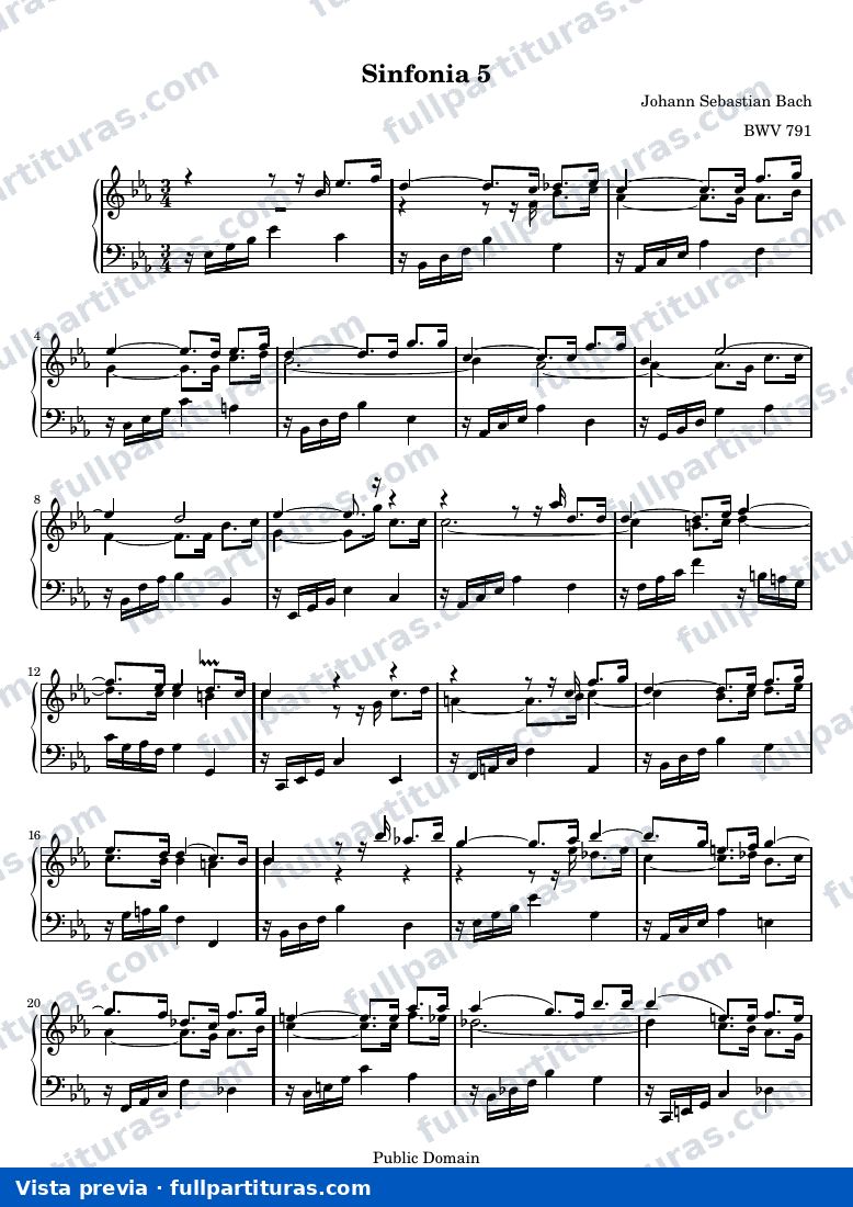Johann Sebastian Bach - Sinfonía No. 5 en Fa Mayor — preview