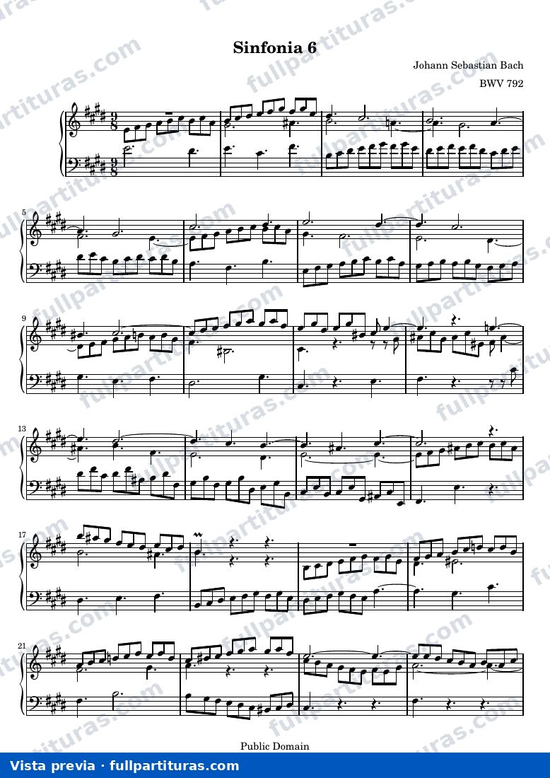 Johann Sebastian Bach - Sinfonía No. 6 en Sol Mayor BWV 792 — vista previa