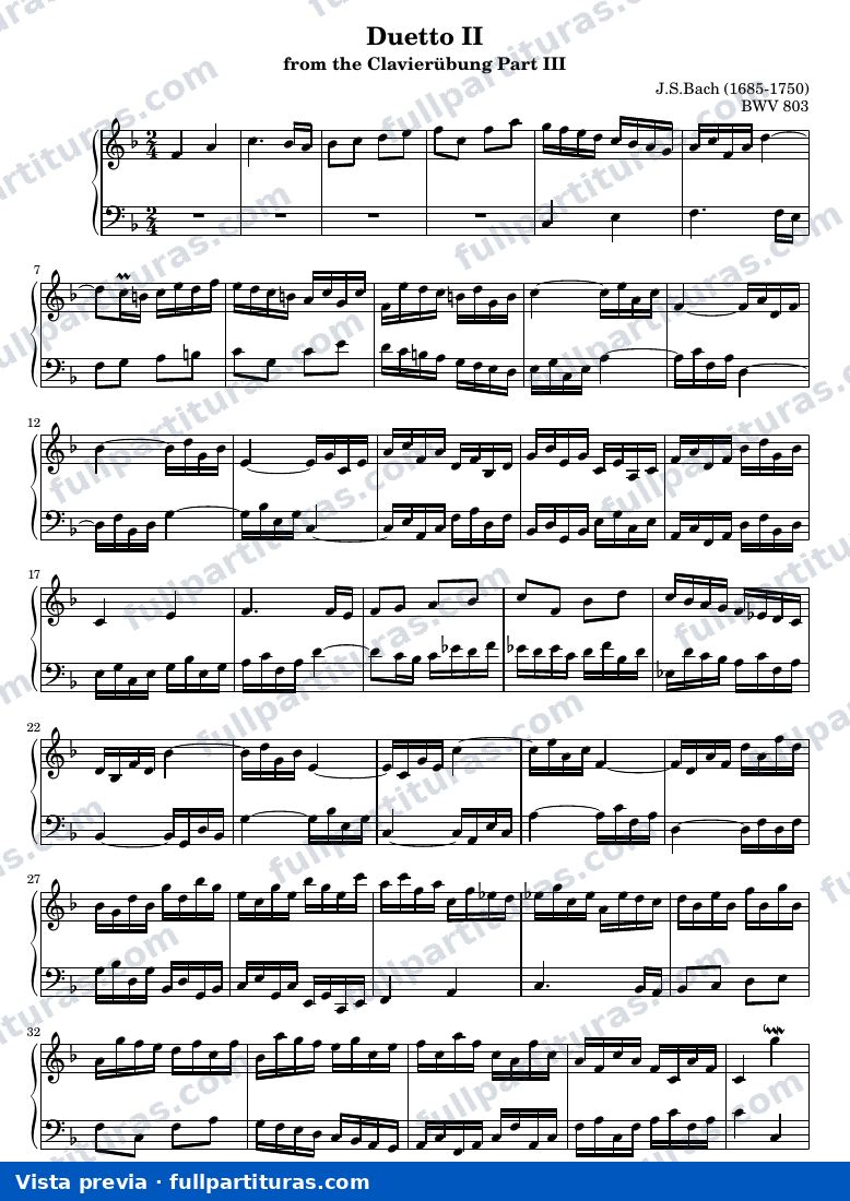 Johann Sebastian Bach - Duetto II from the Clavierübung Part III — preview