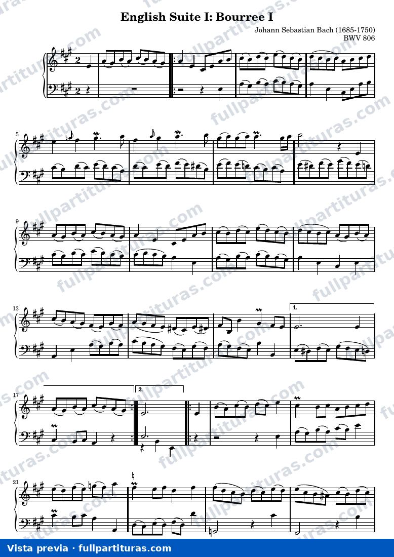 Johann Sebastian Bach - English Suite I: Bourree I — preview