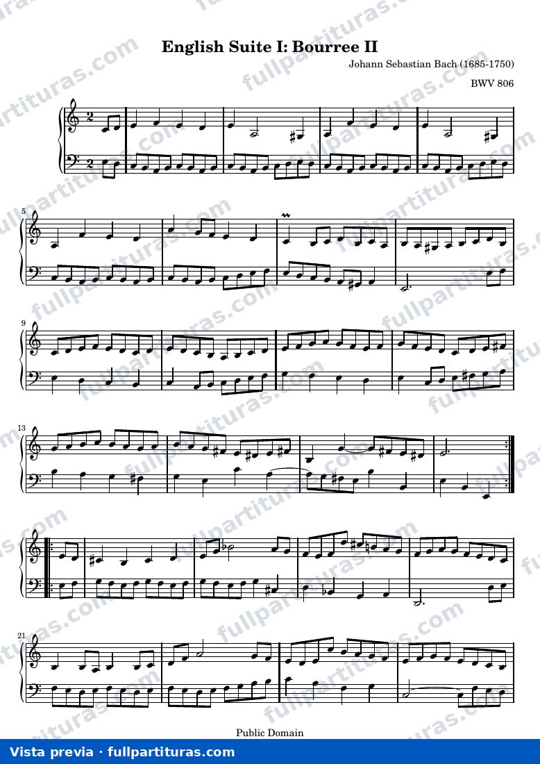 Johann Sebastian Bach - English Suite I: Bourree II — preview