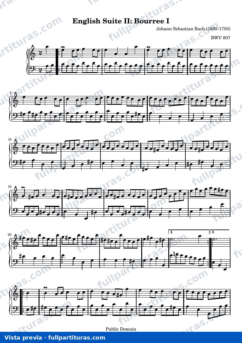 Johann Sebastian Bach - English Suite II: Bourree I — preview