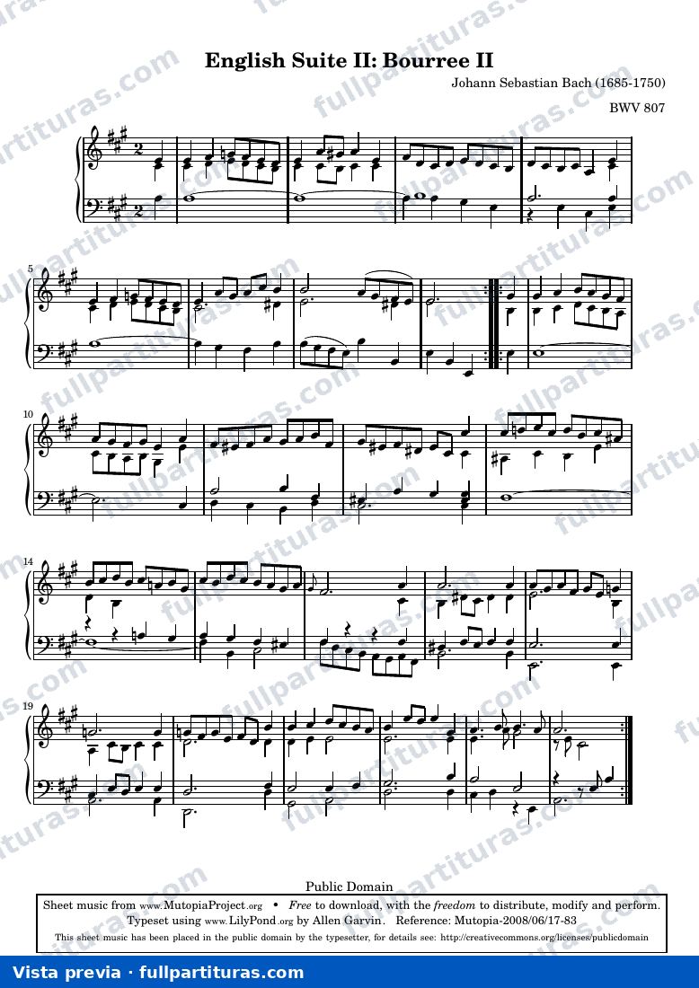 Johann Sebastian Bach - English Suite II: Bourree II — preview