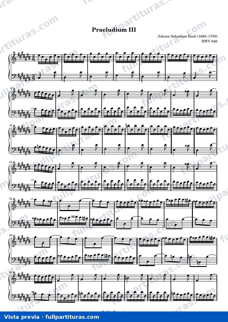 Johann Sebastian Bach - Das Wohltemperierte Clavier I, Praeludium III — preview
