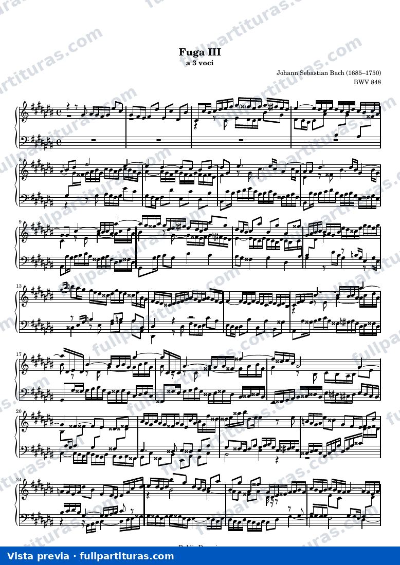 Johann Sebastian Bach - Das Wohltemperierte Clavier I, Fuga III — preview