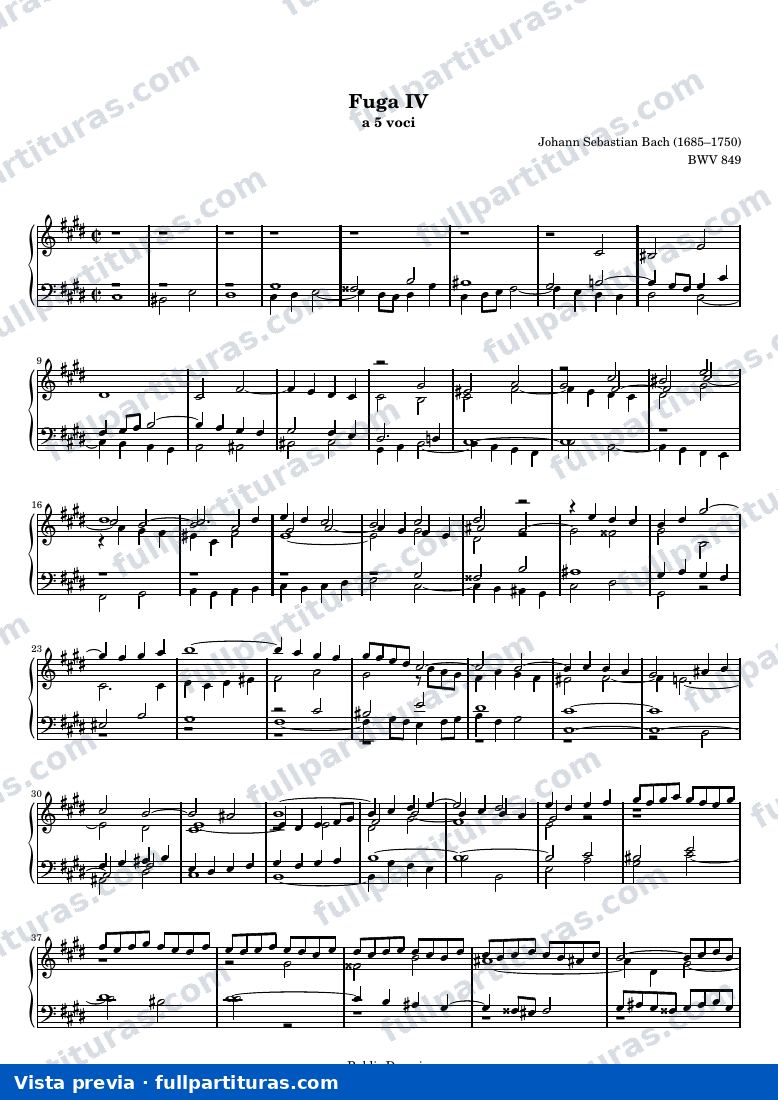 Johann Sebastian Bach - Das Wohltemperierte Clavier I, Fuga IV — preview