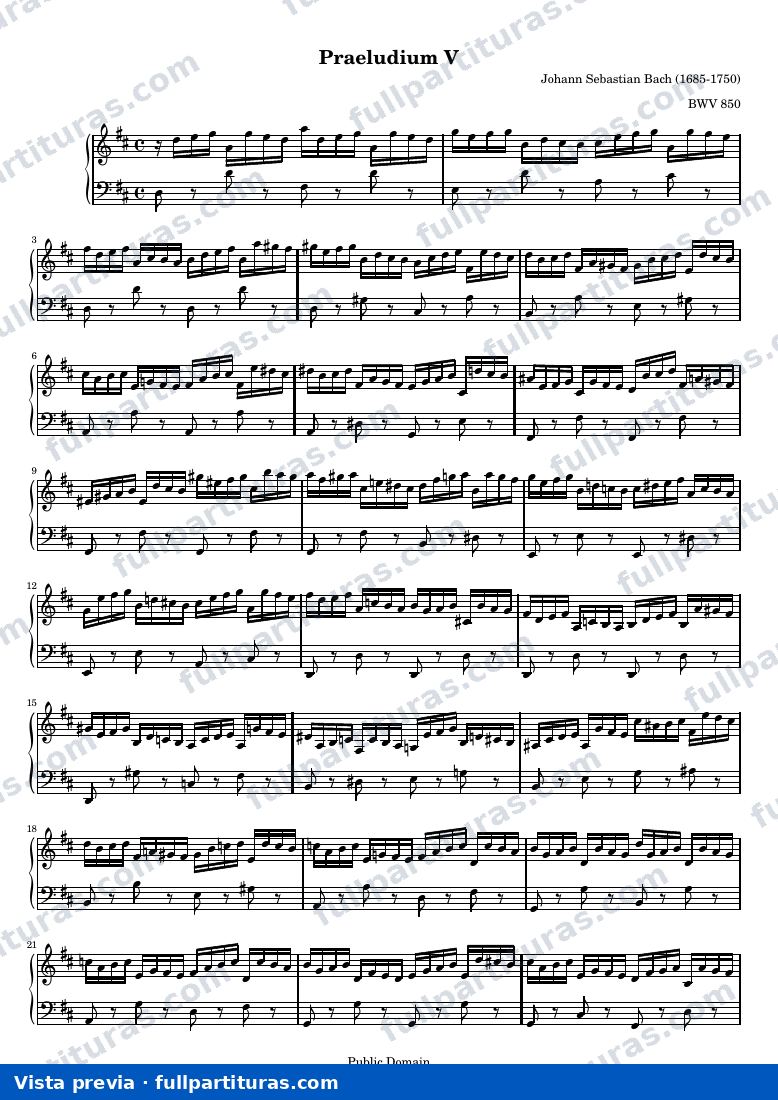 Johann Sebastian Bach - Das Wohltemperierte Clavier I, Praeludium V — preview