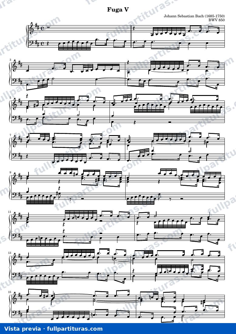 Johann Sebastian Bach - Das Wohltemperierte Clavier I, Fuga V — preview