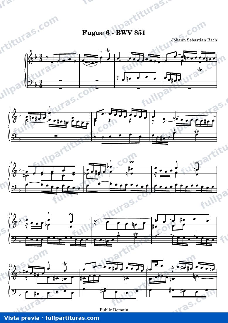 Johann Sebastian Bach - Das Wohltemperierte Clavier I, Fuga VI — preview