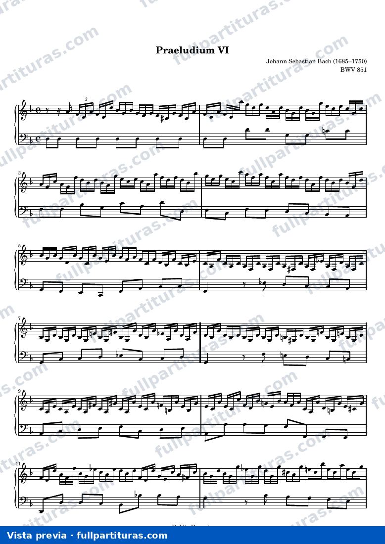 Johann Sebastian Bach - Das Wohltemperierte Clavier I, Praeludium VI — preview