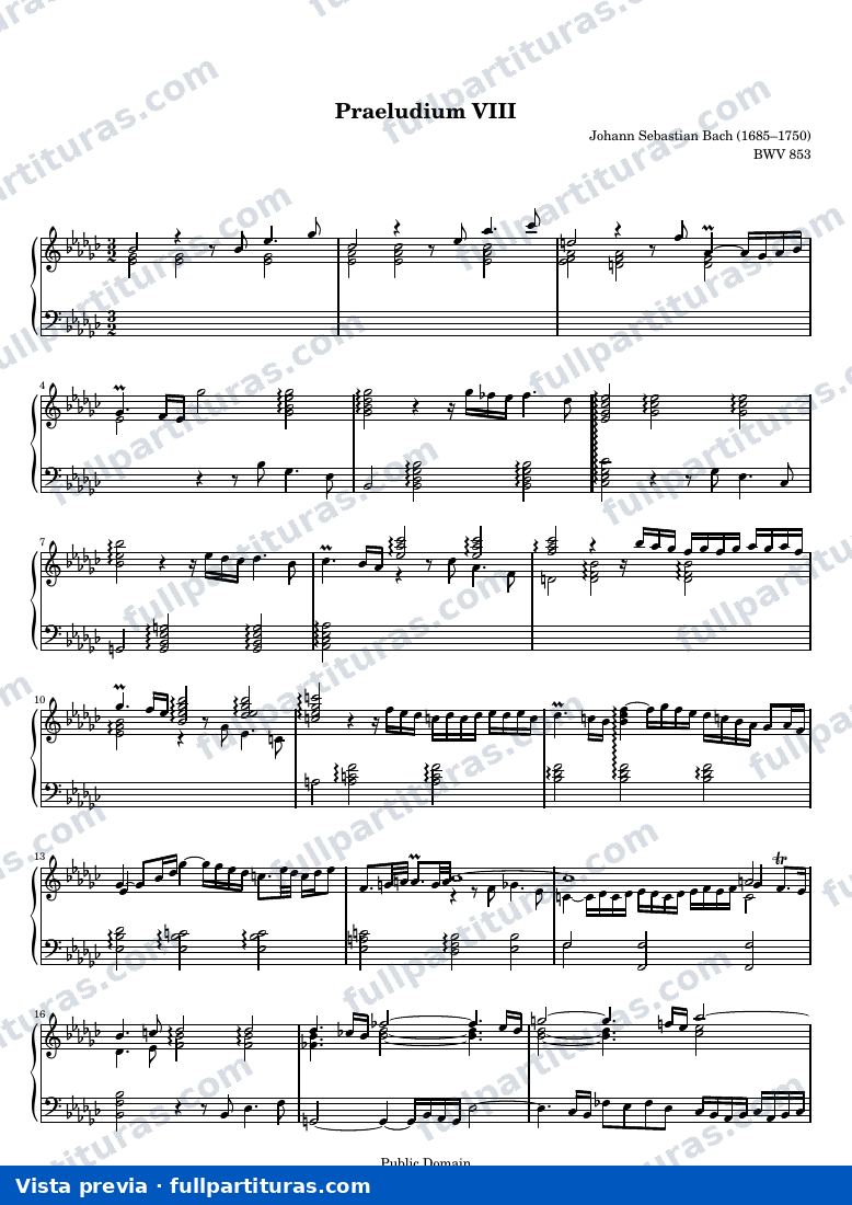 Johann Sebastian Bach - Das Wohltemperierte Clavier I, Praeludium VIII — preview