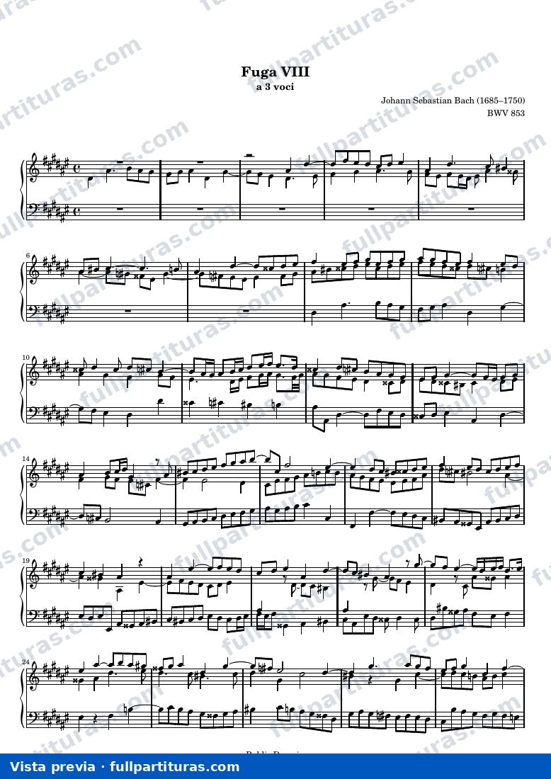 Johann Sebastian Bach - Das Wohltemperierte Clavier I, Fuga VIII — preview