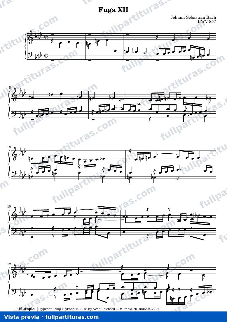 Johann Sebastian Bach - Das Wohltemperierte Clavier I, Fuga XII — preview