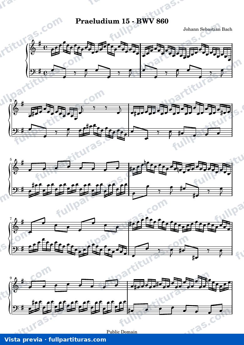 Johann Sebastian Bach - Das Wohltemperierte Clavier I, Praeludium XV — vista previa