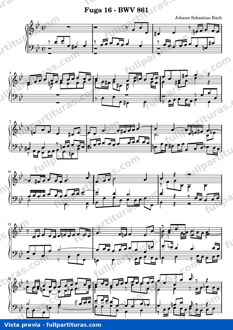 Johann Sebastian Bach - Das Wohltemperierte Clavier I, Fuga XVI — preview