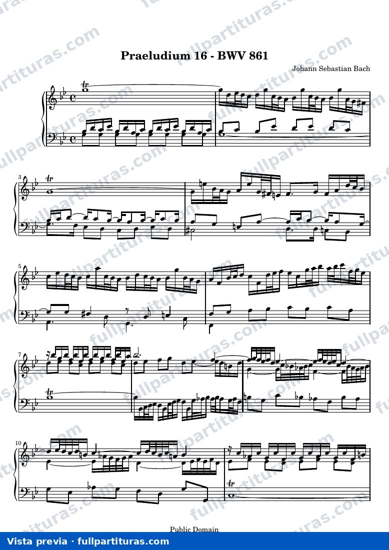 Johann Sebastian Bach - Das Wohltemperierte Clavier I, Praeludium XVI — vista previa