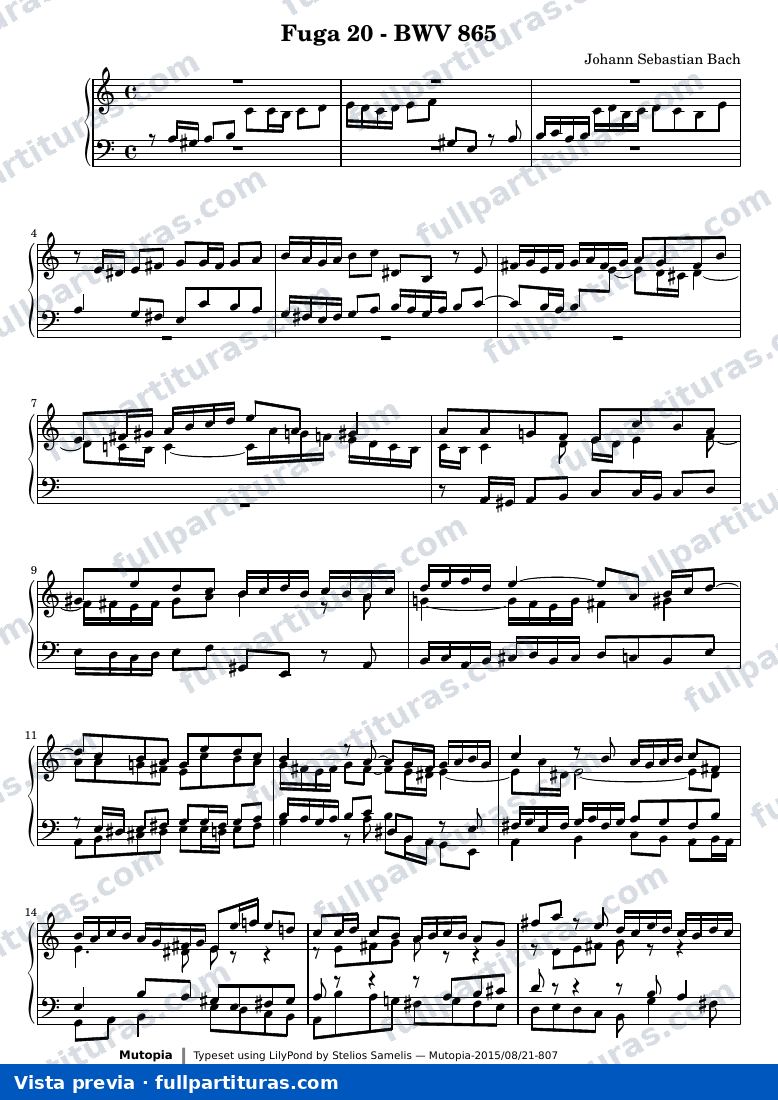 Johann Sebastian Bach - Das Wohltemperierte Clavier I, Fuga XX — preview