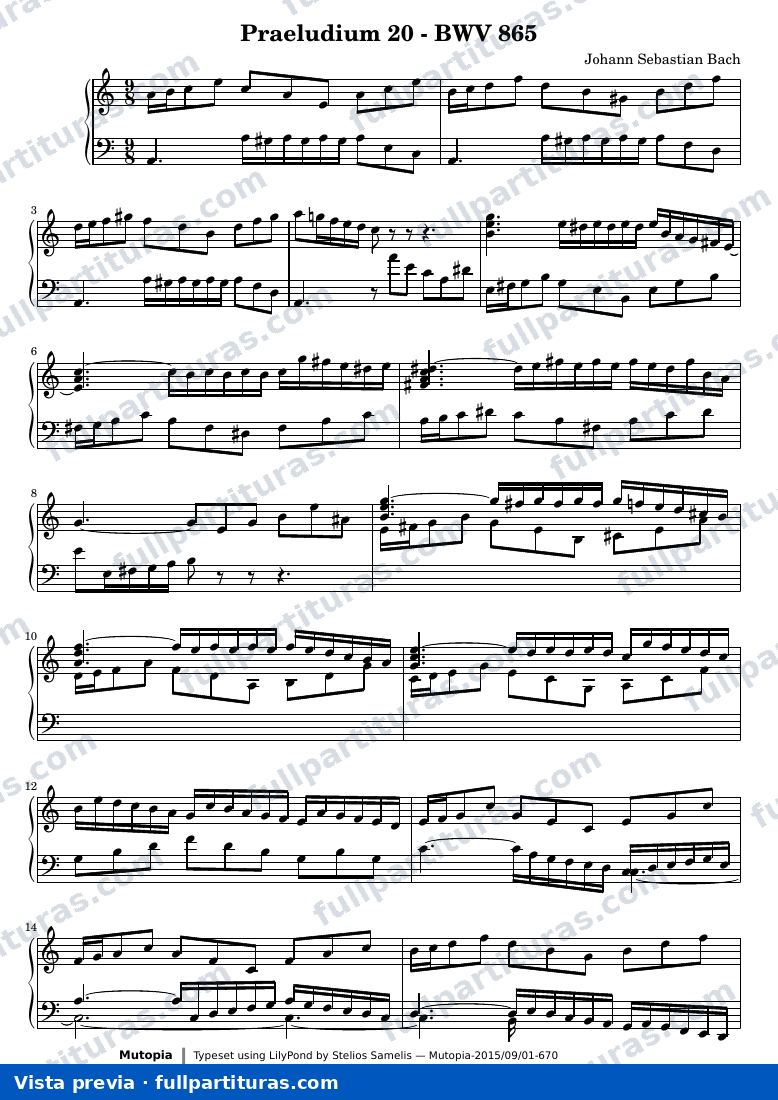 Johann Sebastian Bach - Das Wohltemperierte Clavier I, Praeludium XX — vista previa