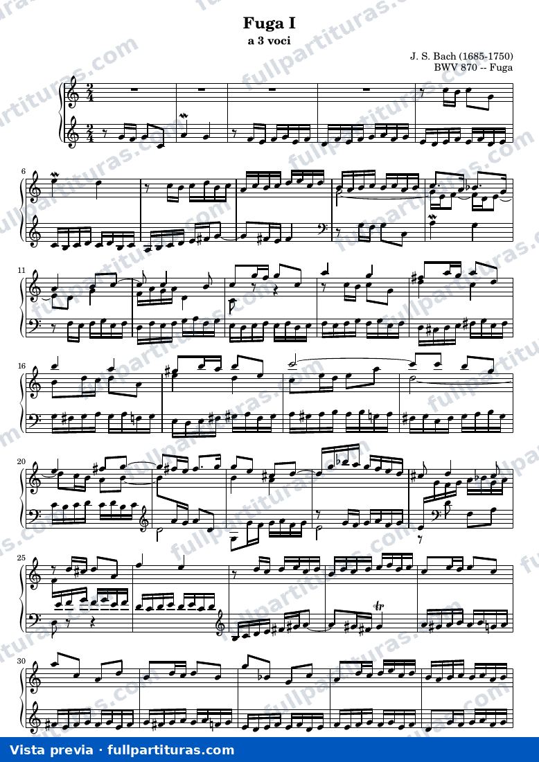 Johann Sebastian Bach - Das Wohltemperierte Clavier II, Fuga I — preview