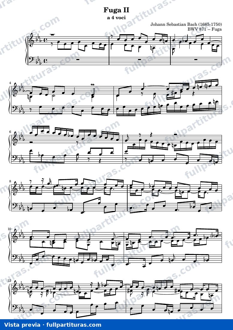 Johann Sebastian Bach - Das Wohltemperierte Clavier II, Fuga II — preview