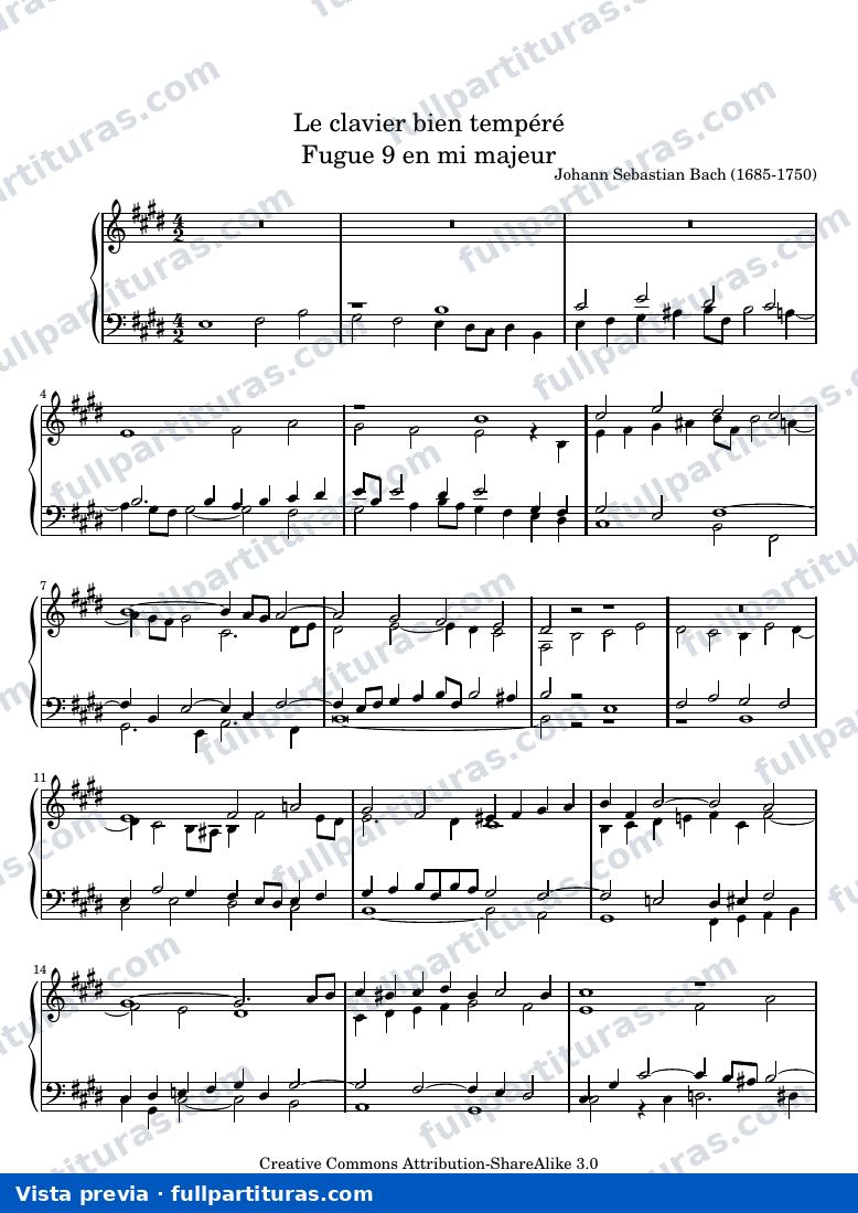 Johann Sebastian Bach - Das Wohltemperierte Clavier II, Fuga IX — preview