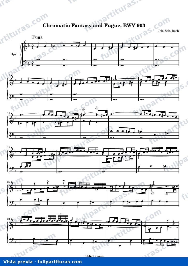 Johann Sebastian Bach - Chromatic Fantasy and Fugue, BWV 903 (Fugue) — preview