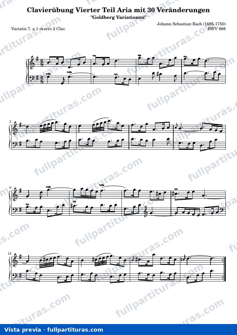 Johann Sebastian Bach - Goldberg Variations BWV 988, Variation 7 — preview