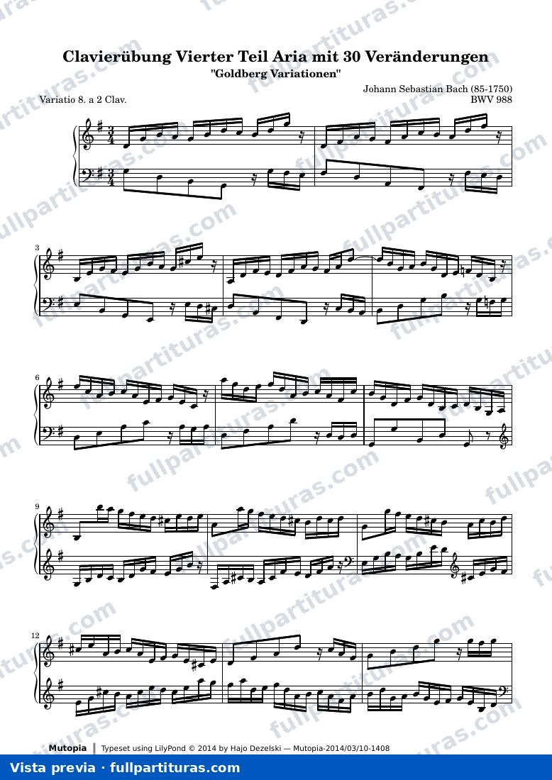Johann Sebastian Bach - Goldberg Variations BWV 988, Variation 8 — preview