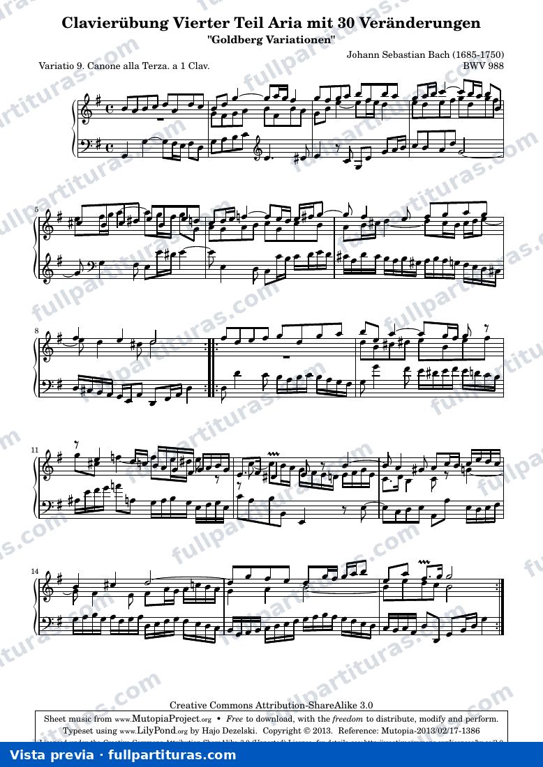 Johann Sebastian Bach - Goldberg Variations BWV 988, Variación 9 — preview