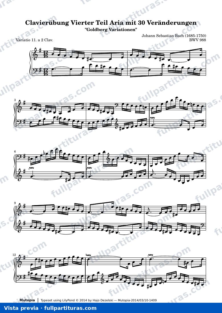 Johann Sebastian Bach - Goldberg Variations BWV 988, Variation 11 — preview