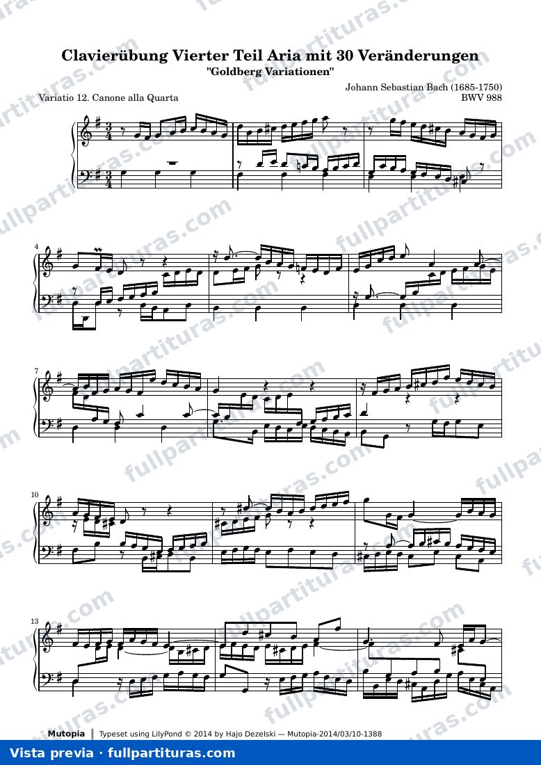 Johann Sebastian Bach - Goldberg Variations, BWV 988 - Variation 12 — preview