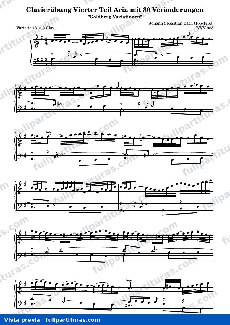 Johann Sebastian Bach - Goldberg Variations, BWV 988 - Variation 13 — preview