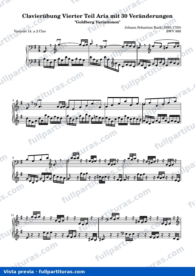 Johann Sebastian Bach - Goldberg Variations BWV 988, Variation 14 — preview