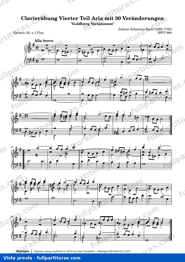 Johann Sebastian Bach - Goldberg Variations BWV 988, Variation 22 — preview