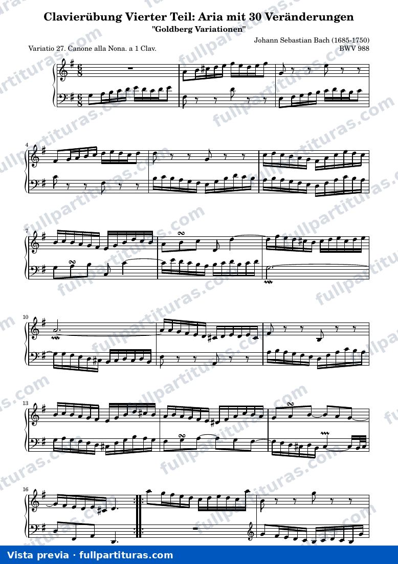 Johann Sebastian Bach - Goldberg Variations BWV 988, Variation 27 — preview