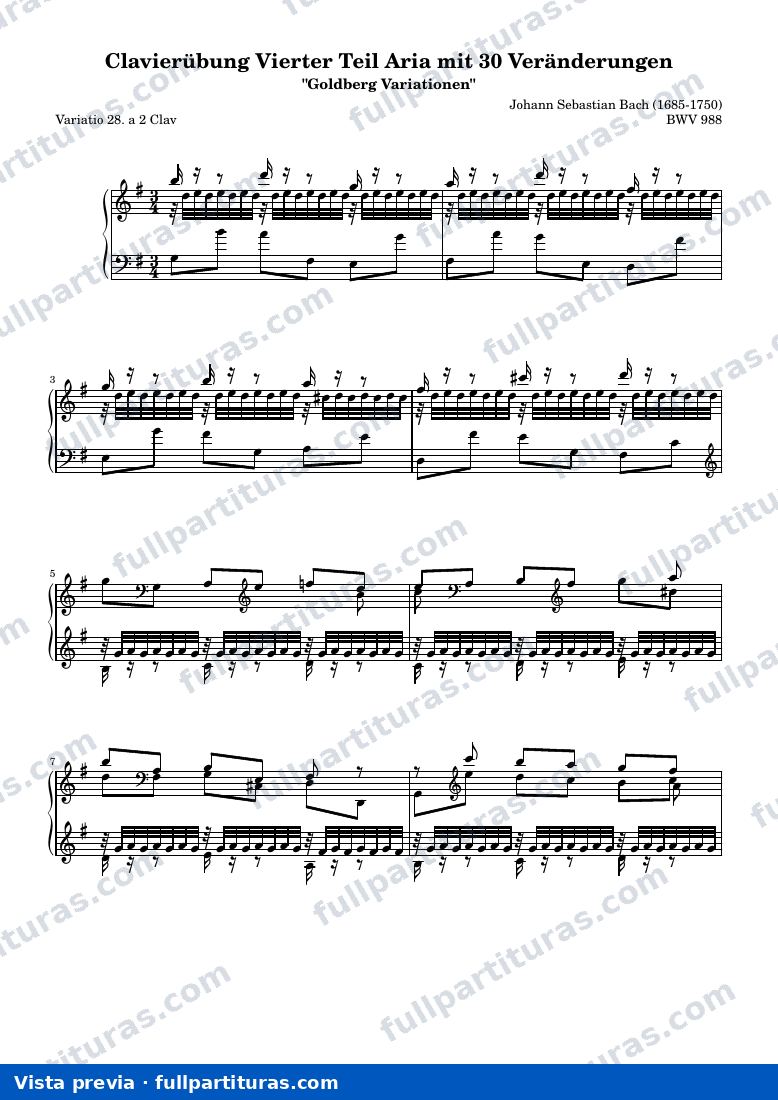 Johann Sebastian Bach - Goldberg Variations BWV 988, Variación 28 — preview