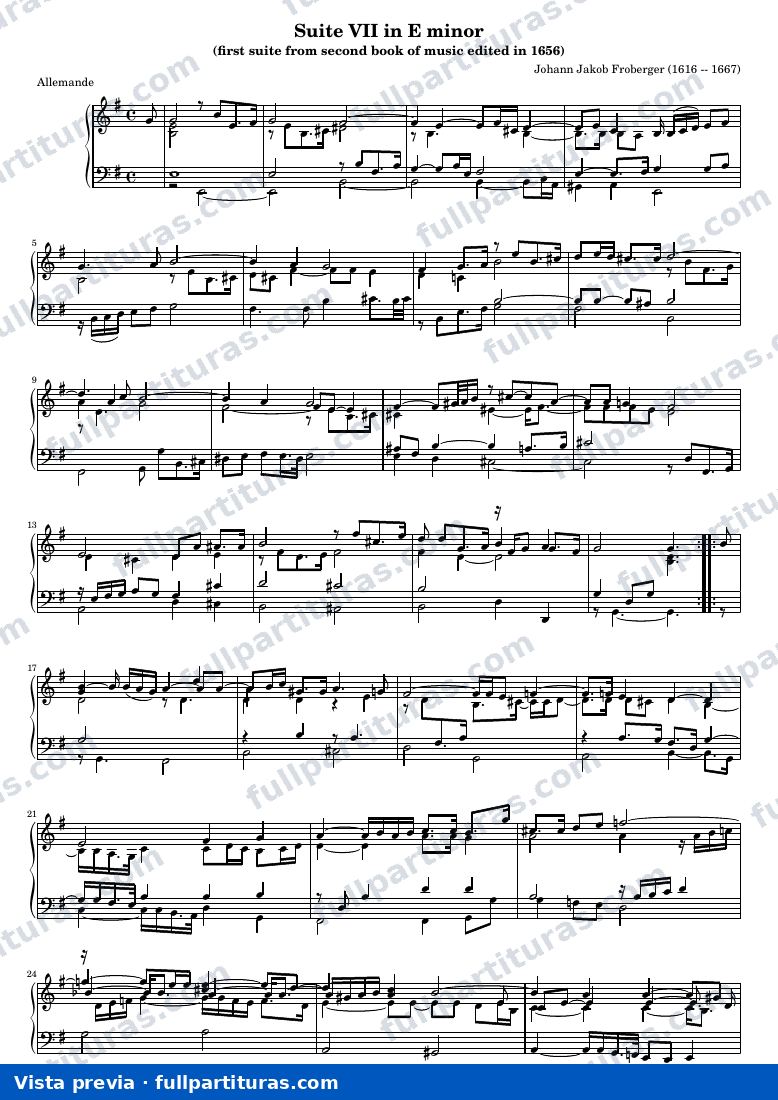 Johann Jacob Froberger - Suite VII in E minor — preview