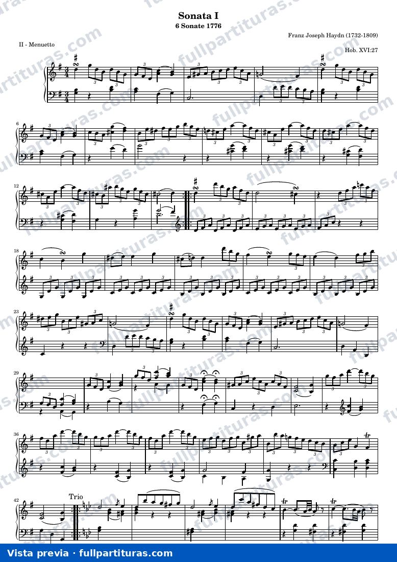 Franz Joseph Haydn - Sonatas para Clave y Piano, Menuetto — preview