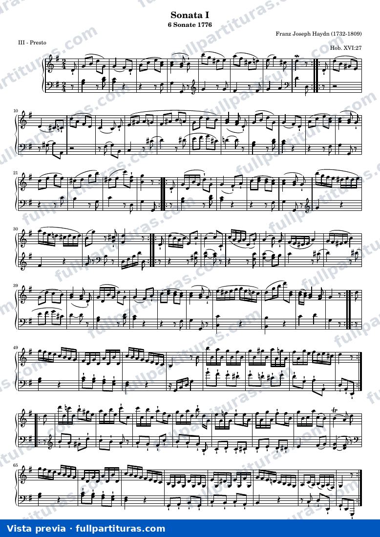 Franz Joseph Haydn - Sonate I, III - Presto — preview