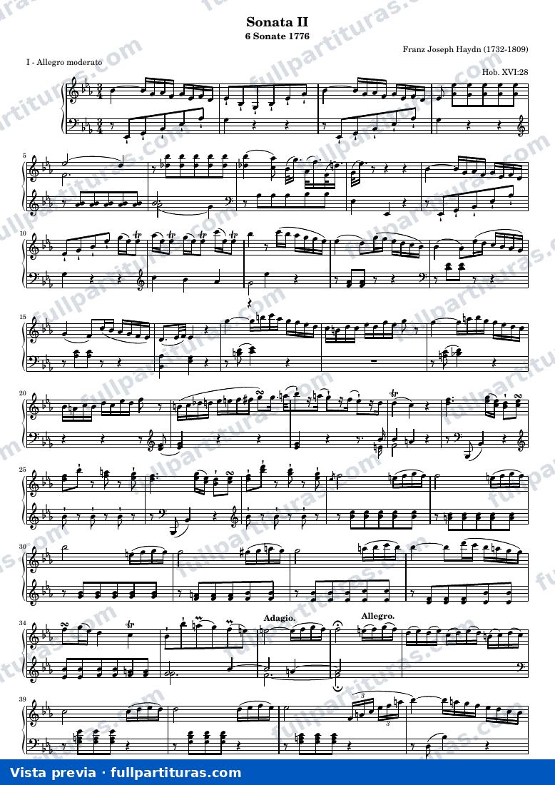 Franz Joseph Haydn - Sonata II, Primer Movimiento - Allegro moderato — preview