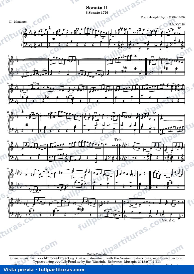 Franz Joseph Haydn - Sonate II, II - Menuetto — preview