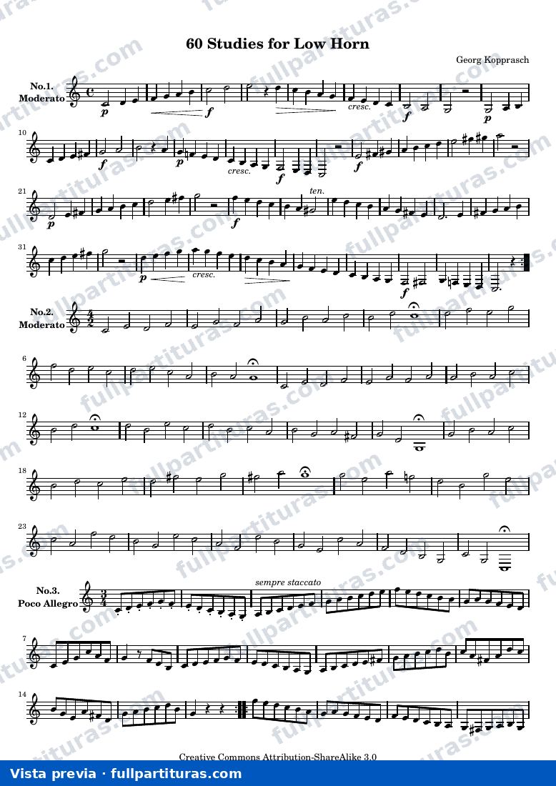 Georg Kopprasch - 60 Studies for Low Horn — preview