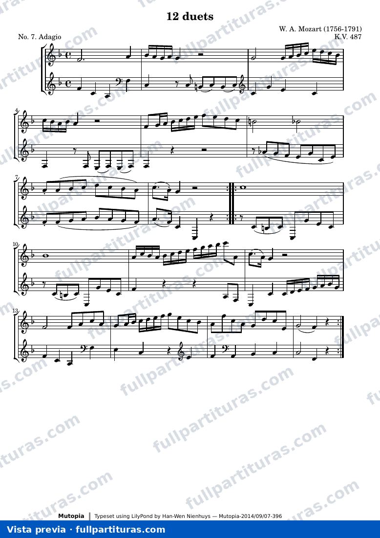 Wolfgang Amadeus Mozart - 12 Duets, No. 7: Adagio — preview