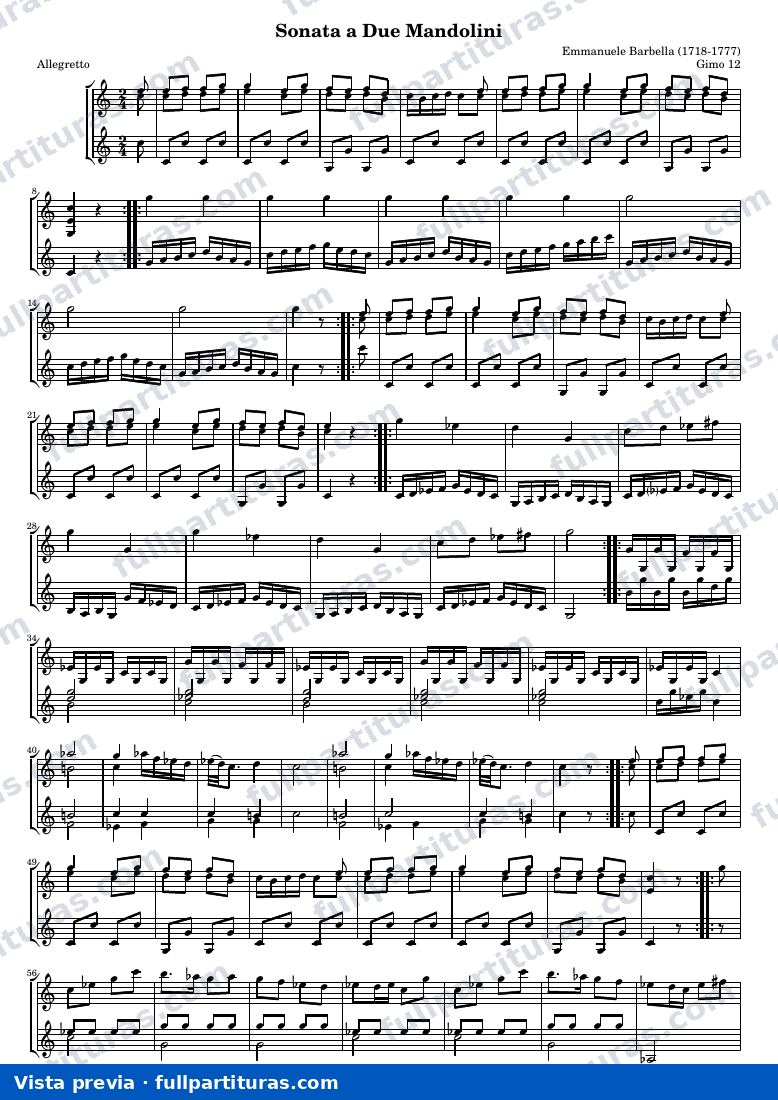 Emanuele Barbella - Sonata a Due Mandolini (Gimo 12) — preview
