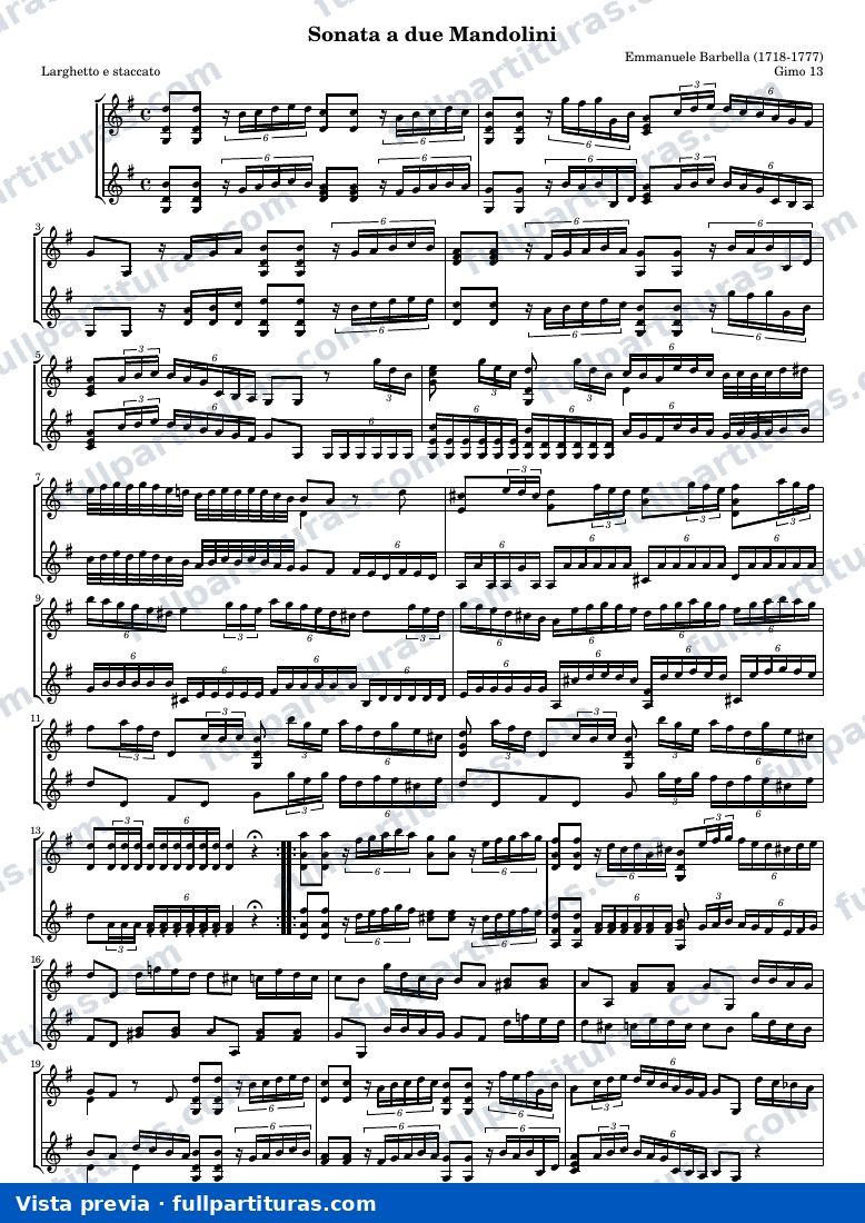 Emanuele Barbella - Sonata a Due Mandolini (Gimo 13) — preview